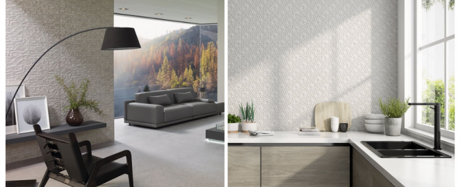 Living room and kitchen 3D wall tiles