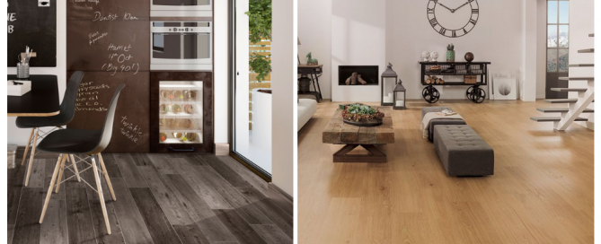 Wood look floor tiles for residential and commercial spaces